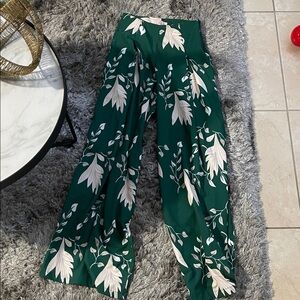 Elegant Leaf Print Wide-Leg Pants